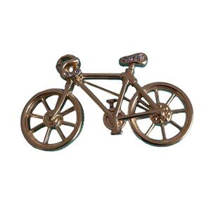 Vintage Gold-Tone Bicycle Brooch/Pin With Rhinestone Accents